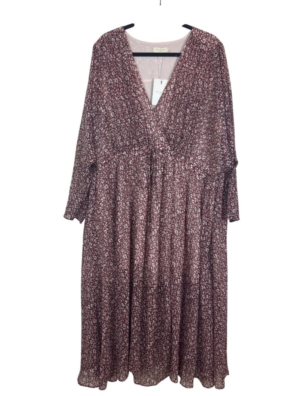 NWT Ted Baker Vallyy Boho Peasant Dress Sz 4 Draped Surplice V-Neck Long Sleeve - Picture 3 of 15